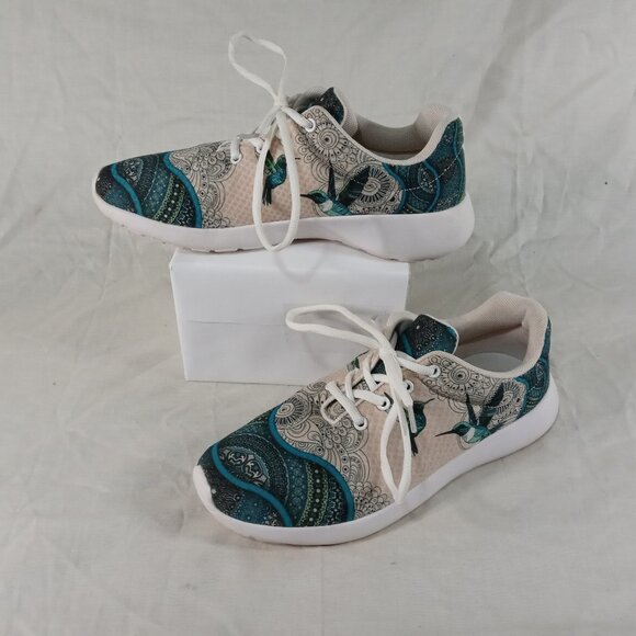 SHEIN Shoes - Women 8.5 Floral Bird Print Lightweight/ Comfortable Sneaker Lace Up Shoes